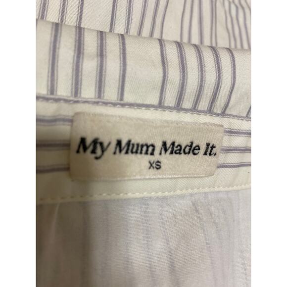 My Mum Made It Women's White Striped Long Sleeve Button Down Shirt Top Size XS - Picture 3 of 4